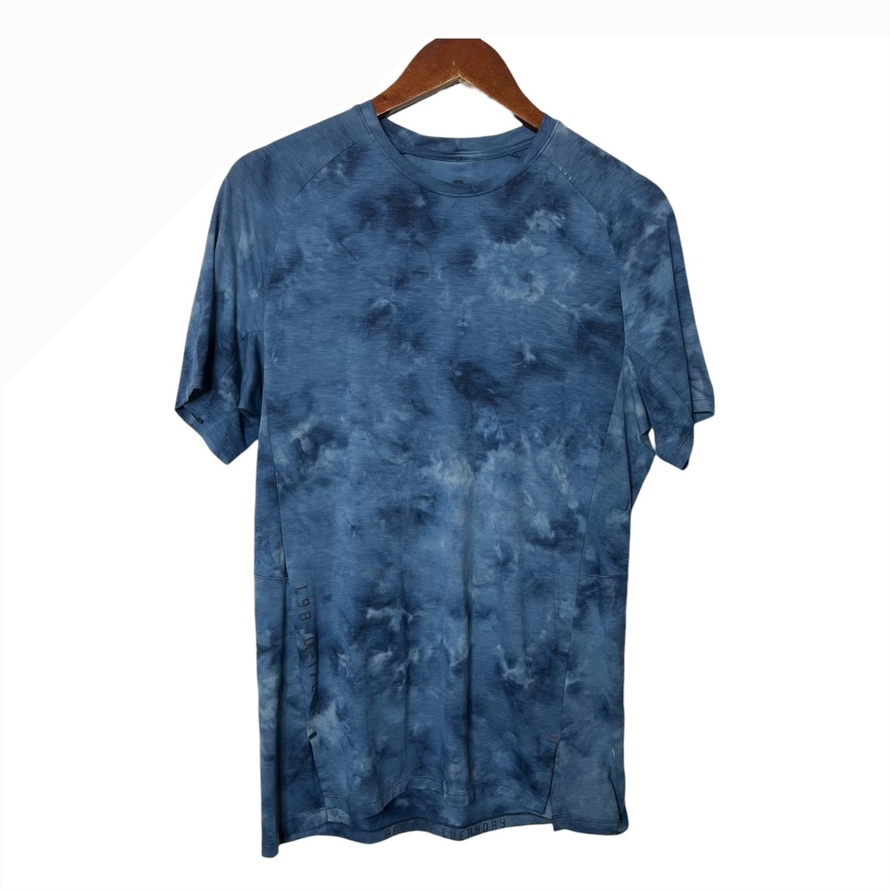 lululemon Always Agile Short Sleeve Shirt Mens Medium Diamond Dye Navy Blue
